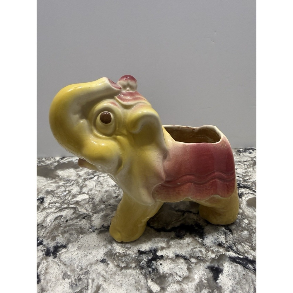 Vintage Shawnee Pottery 1950s Circus Elephant Planter MCM